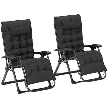 Outsunny Chaise Zéro Gravité Inclinable, Chaise Longue Pliante avec Coussin