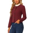 thumbnail image 4 of INSPIRE CHIC Women's Lightweight Jacket Button Vintage Fall Short Jacket with Pockets S Burgundy, 4 of 6