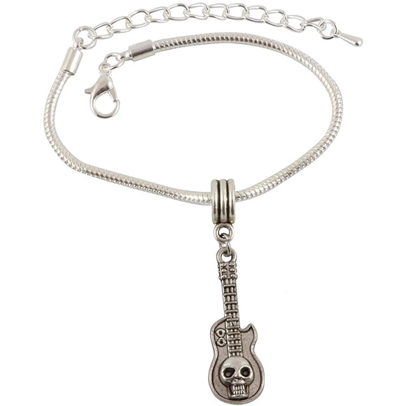 Emerald Park Jewelry Guitare avec Bracelet Breloque Chaîne Serpent Tête de Mort