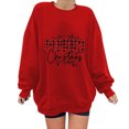thumbnail image 4 of Liquidation d'Hiver pour Femmes Mode Femmes Décontracté Imprimé Col Rond Manches Longues T-Shirt Ample Blouse d'Automne Pull Sans Capuche Chandails en Molleton Courbes Tenues d'Hiver pour Femmes en Liquidation, 4 of 5