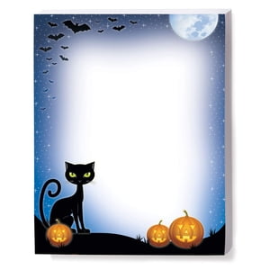 Paperdirect Halloween Meow Mischief Fall Autumn Theme Paper Stationery, Border Paper, Letterhead 8.5 x 11, 25 sheets, Elegant Premium Writing Decorative Printer Paper