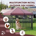 thumbnail image 3 of Yiwa Heavy Duty Outdoor Dog Kennel Offers a Spacious Foldable Design With a Hexagonal Metal Structure, Lockable Gate For Safety, And a Weatherproof Canopy Roof, Suitable For Pets In Backyards, 3 of 8
