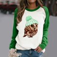 thumbnail image 5 of Black Sweater women Owl Print Stitching Contrast Color Top Sweater Long Sleeves, 5 of 5