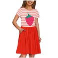 thumbnail image 2 of LOVZFMLL Girls' Summer Flower Print Short Sleeve Ruffled Pockets Round-Neck Printed Dress For Kids, 2 of 4