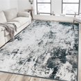 thumbnail image 1 of KIRFEIHT Modern Abstract Area Rug 5x7 Living Room Carpet Machine Washable Rug Non Slip Bedroom Carpet Dorm Rugs Nursery Rug Stain Resistance Mat for Dining Room Wool Indoor Rug Gray Black Blue, 1 of 7