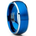 thumbnail image 1 of Men's Two-Tone Blue Silver Tungsten Carbide Wedding Band Ring Comfort-Fit High-Polish 8MM, 1 of 4