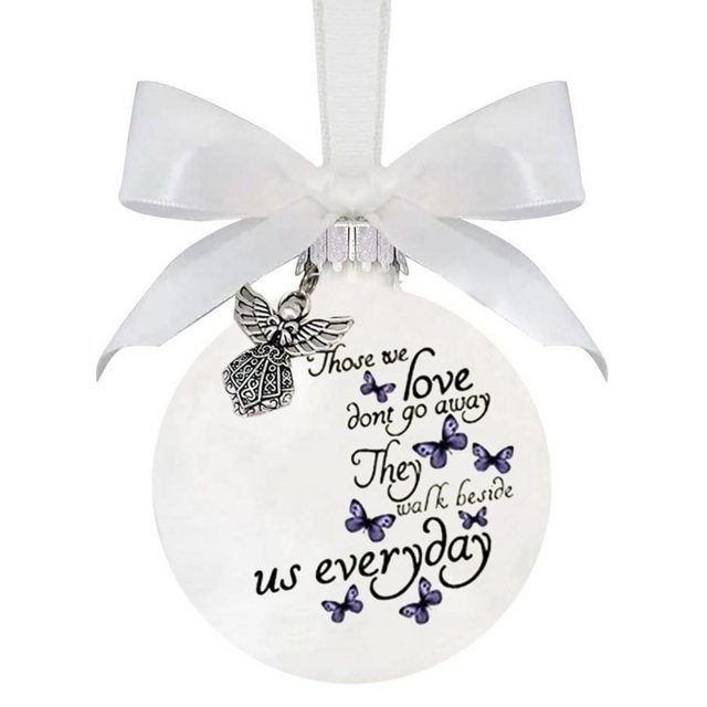 Christmas Ornament Handmade Butterfly Printed Attractive Decorative Commemorate Festive Embellishment Accessory Christmas Name Feather Memory Bauble for Holiday