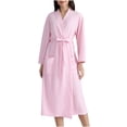 thumbnail image 1 of AherBiu Womens Robes Lightweight Long Sleeve V Neck Belted Bathrobes Comfy Knee Length Robe with Pockets, 1 of 4