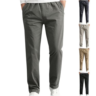 Jinhomg Mens Casual Cotton Cargo Pant Big and Tall Comfy Elastic Waist Straight Pants Lightweight Solid Outdoor Pants with Pockets Daily Wear 90 off Clearance Sale Yellow XXXL