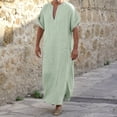 thumbnail image 2 of Ketyyh-chn99 T-Shirts pour Hommes Mode Hommes Décontracté Mode Coton Col en V Manches Courtes Robe Veste Vert,2TG, 2 of 5