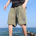 thumbnail image 1 of EOYWHK Workout Shorts Men 2025 Light Weight Athletic Shorts Summer Flat-Front Drawstring Elastic Waist Shorts Going Out, 1 of 4