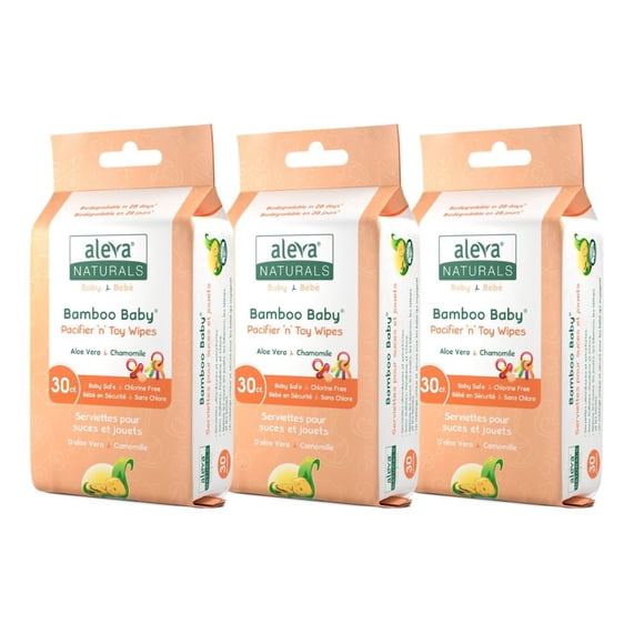 Aleva Naturals Bamboo Baby Pacifier & Toy Wipes, Value Pack -(90 Count)