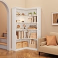 thumbnail image 3 of L Shaped Corner Bookshelf 5 Tier Large Wood Display Bookshelf 90° Corner Standing Bookcase, 3 of 7