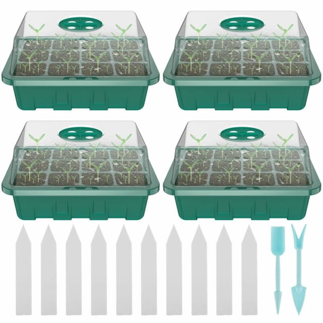Feimier 4x mini Serre 12 Compartiments - Serre de propagation Intérieure, Cour, Jardin & Vie en Plein Air