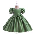 thumbnail image 2 of FAIWAD Robe de Fête de Mariage pour Filles, Manches Bouffantes, Nœud, Asymétrique, Robe de Soirée pour 4-12 Ans, 2 of 7