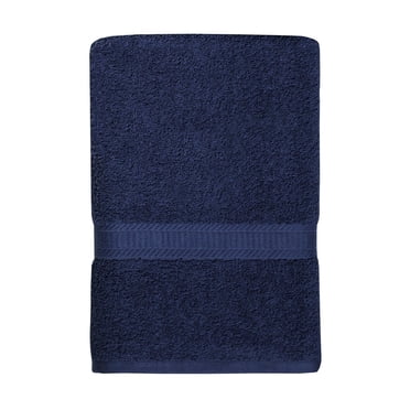 Serviette de bain unie Mainstays Basics, douce et résistante, 100 % coton, bleu marine