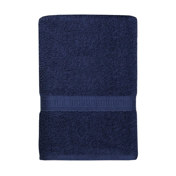 Serviette de bain unie Mainstays Basics, douce et résistante, 100 % coton, bleu marine