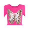 thumbnail image 4 of Girls Dress Deep Pink Butterfly Sequin Cotton Dress 5 Years, 4 of 6