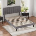 thumbnail image 4 of VECELO Full Size Upholstered Beds, Modern Platform Bed Frame with Adjustable Headboard, Wooden Slats Support/No Box Spring Needed, Dark Grey, 4 of 8