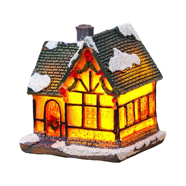 PENGXIANG Christmas Village LED Lighted Christmas Village Houses with Figurines Christmas Village Collection Indoor Room Decor - Collectible Buildings
