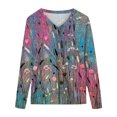 thumbnail image 4 of IROINID Chemises à Manches Longues Col en V pour Femmes Grande Taille Décontracté Ample Imprimé Blouse, Rouge, 4 of 5