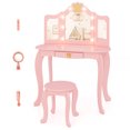 thumbnail image 1 of Costway Coiffeuse pour Enfants Ensemble de Coiffeuse Princesse Table et Chaise avec Miroir Éclairé Rose, 1 of 10