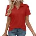 thumbnail image 1 of Ailaofu T-Shirts à Manches Courtes à Col en V pour Femmes, Hauts d'Été à Col, T-Shirts Décontractés Amples, 1 of 7