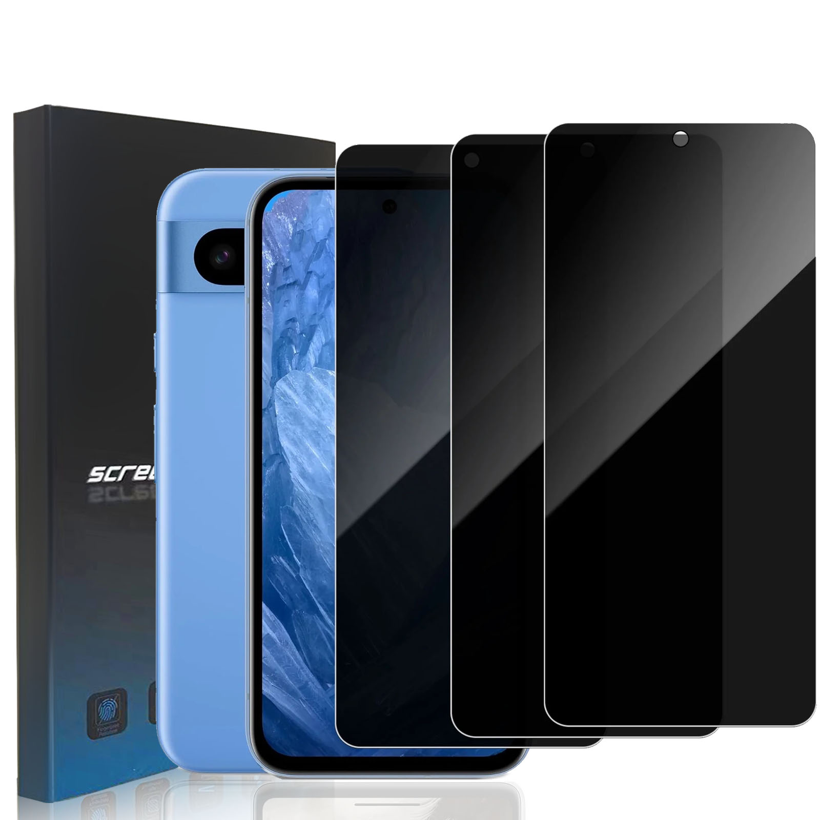 Zonyee 3 Pack Privacy Screen Protector Compatible for Google Pixel 8a - 6.1 inch, Anti-Spy Tempered Glass Film, Scratch Resistant,Easy Install, Bubble-Free