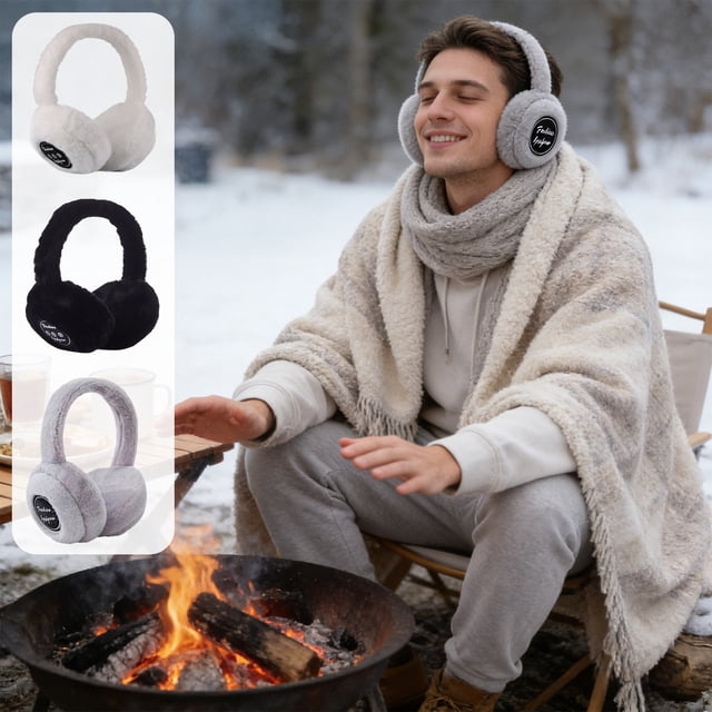 Bowayaoa Cache-Oreilles Bluetooth Casque Sans Fil avec Micro, Cache-Oreilles Chauds pour l'Hiver, Écouteurs Réducteurs de Bruit pour la Musique, Casque de Sport Pliable pour Usage Intérieur Extérieur