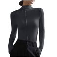 thumbnail image 1 of Yuyuzo Women's Long Sleeve T Shirts Turtleneck Pullover Tight Slim Tops Color Block Basic Tees Shirts, 1 of 7