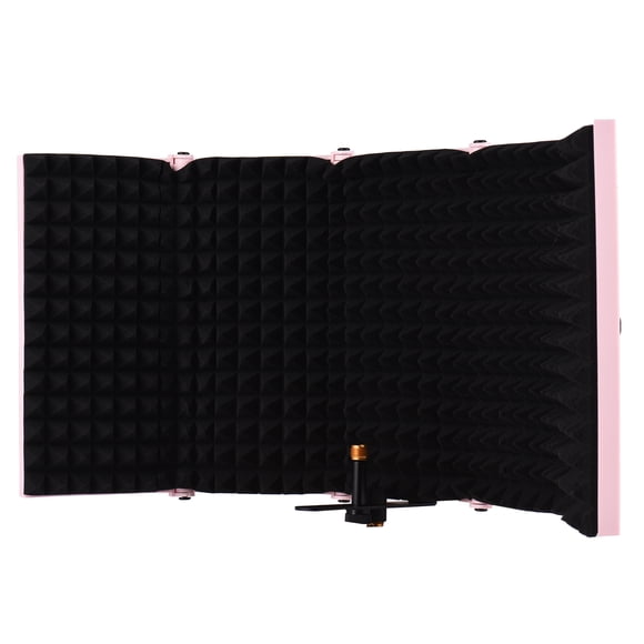 Graflsoa Bouclier d'Isolation Pliable et Portable pour Microphone pour Enregistrement Extérieur, Réduction du Bruit avec Mousse EVA Haute Densité, Matériau ABS+éponge, Rose (Plusieurs Couleurs Offertes)