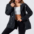 thumbnail image 3 of Veste Imperméable Légère pour Femmes Doublée en Polaire à Capuche Coupe-Vent Longue, 3 of 8