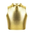 thumbnail image 1 of Oyolan Kids Girls Metallic Sleeveless Turtleneck Crop Tank Tops Ballet Dance Stage Performance Workout Vest Gold 10, 1 of 5