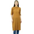 thumbnail image 2 of Phagun Kurti Tunique Unie en Coton Col Mandarin Kurta Blouse Ethnique Décontractée, 2 of 2