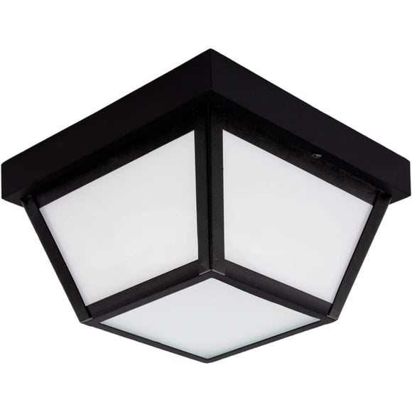 9" Black LED Outdoor Porch Ceiling Light Fixture - Features Frosted Lens, 3000K Warm White, 1,000 Lumens, Wet Rated, Ideal for Entryway, Patio, and Home Exterior Lighting