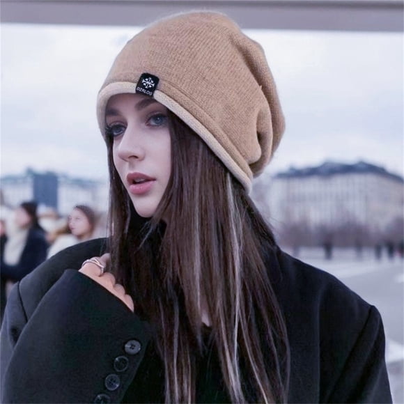 Berets Winter Knitted Hat Women's Knitted Winter Hat Warm Windproof Elastic Baggy Beanie Cap For Cold Weather Thick Winter Hat Berets