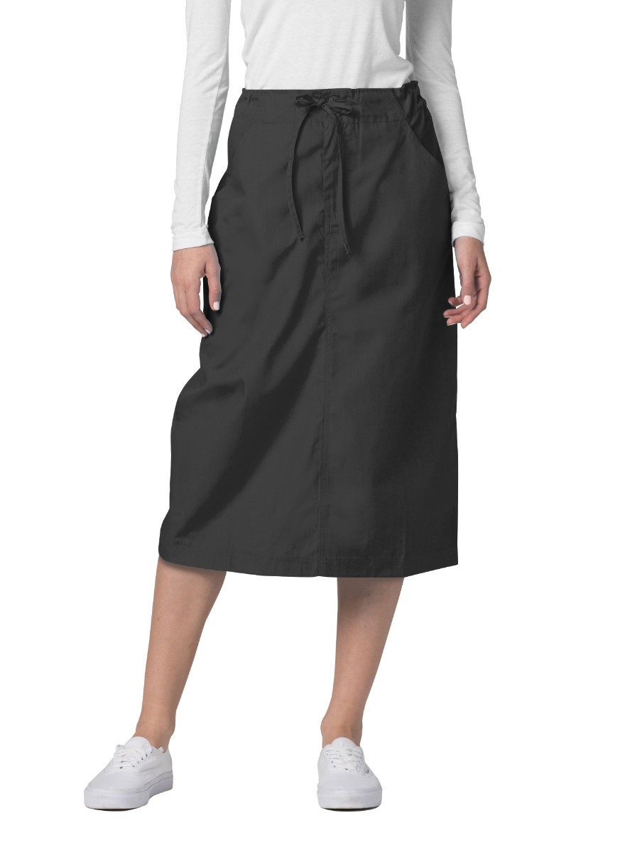 Adar Universal Scrub Skirts For Women - Mid-Calf Drawstring Scrub Skirt