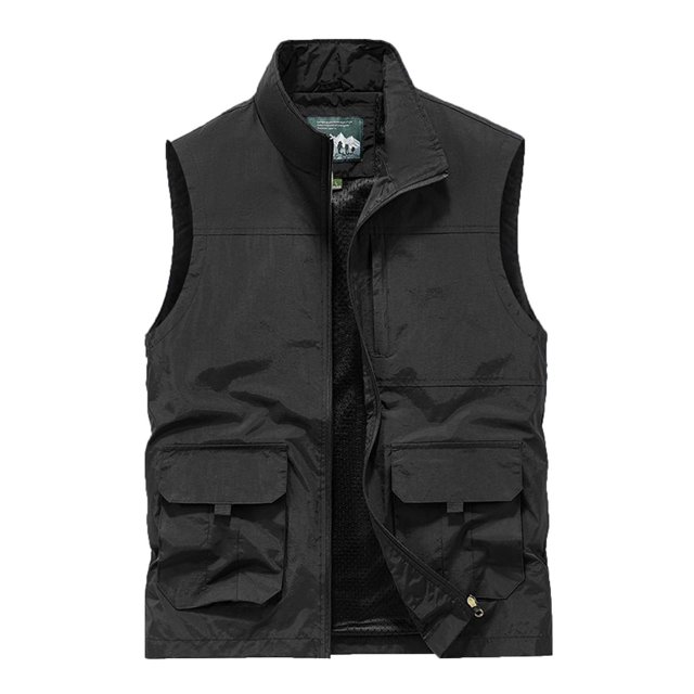 Birdeem Mens Work Clothes Jacket Solid Color Stand Collar Multiple Pockets Outdoor Sports Photography Leisure Coat