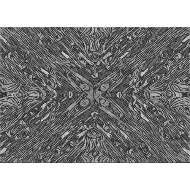 Ahgly Company Machine Washable Indoor Rectangle Transitional Dark Gray Black Area Rugs, 2' x 3'