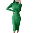 thumbnail image 1 of Kcodviy Robes Chandail à Col Roulé à Manches Longues pour Femmes, Manches Bouffantes, Robes Moulantes en Tricot pour le Souper, Robes Midi de Soirée pour Femmes, Robes Chandail, 1 of 4