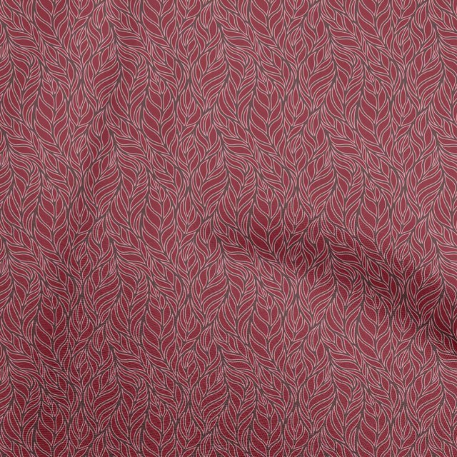 oneOone Popeline de Coton Sergé Tissu Rouge Feuilles Matériel de Robe Tissu Imprimé Tissu au Mètre 56 Pouces de Large