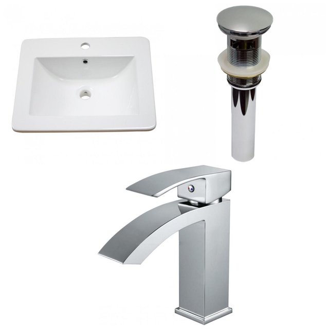 American Imaginations 21-in. W 1 Hole Ceramic Top Set In White Color - Overflow Drain Incl. AI-29893