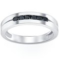 thumbnail image 1 of Mens 1/4 CT Treated Black Diamond Wedding Band Ring Solid 14K White Gold, 1 of 2
