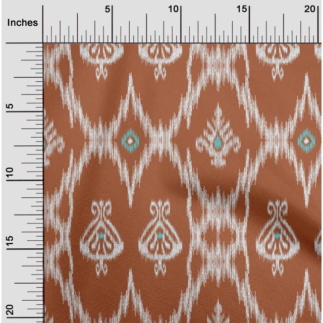 oneOone Cotton Cambric Fabric Geometric Ikat Print Fabric BTY 56 Inch Wide