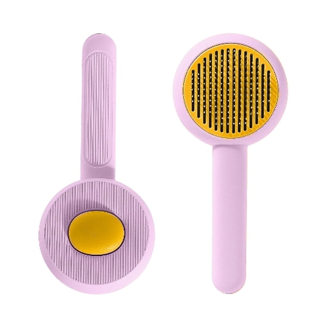 Pet Comb Stainless Steel Pin Plastic Material One Click Hair Removal Massage Effect Easy Clean for Cats Dogs Shedding Management
