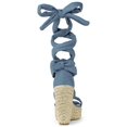 thumbnail image 2 of BLISSFUL STEP Sandales pour Femmes en Faux Suède à Plateforme Compensée à Lacets à Bout Ouvert Bleu Brume 6, 2 of 7