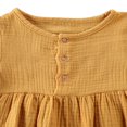 thumbnail image 5 of Baby Girl Cotton Linen Solid Color  Neck Button Casual Summer Dress, 5 of 5