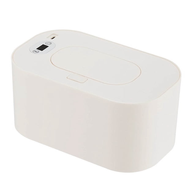 Aihimol Wet Wipes Heater with a temperature-adjustable digital display and top heating lock. The large-capacity baby wipe warmer is designed for constant temperature maintenance and features a sleek, rectangular design in a neutral tone. The top lid includes a digital display and USB port for convenient power options. Suitable for warming and dispensing baby diaper wipes, it ensures uniform warmth and moisture retention. Ideal for home or car use with its portable USB-powered design.