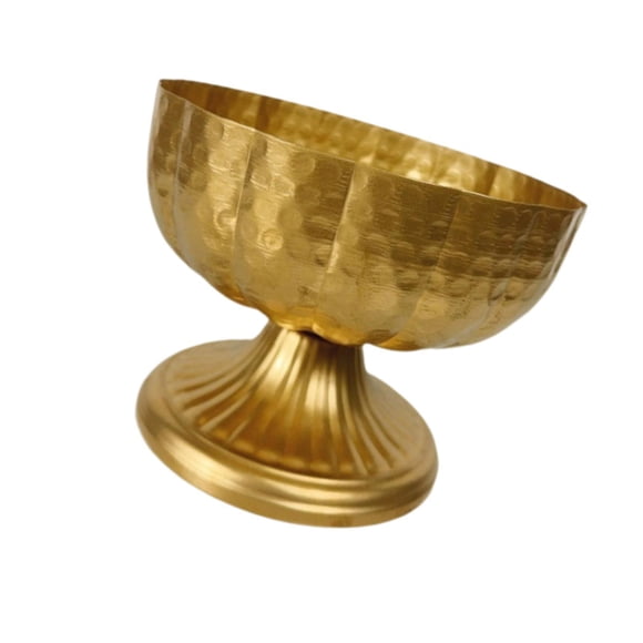 veasfak Jardinière Urne Française Petit Pot de Fleurs Bassin Métal Vase Traditionnel pour Plante Décoratif 20 cm Or Clair