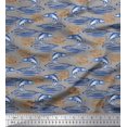 thumbnail image 1 of Soimoi Blue Poly Georgette Fabric Text & Fish Ocean Print Fabric by the Yard 42 Inch Wide, 1 of 1